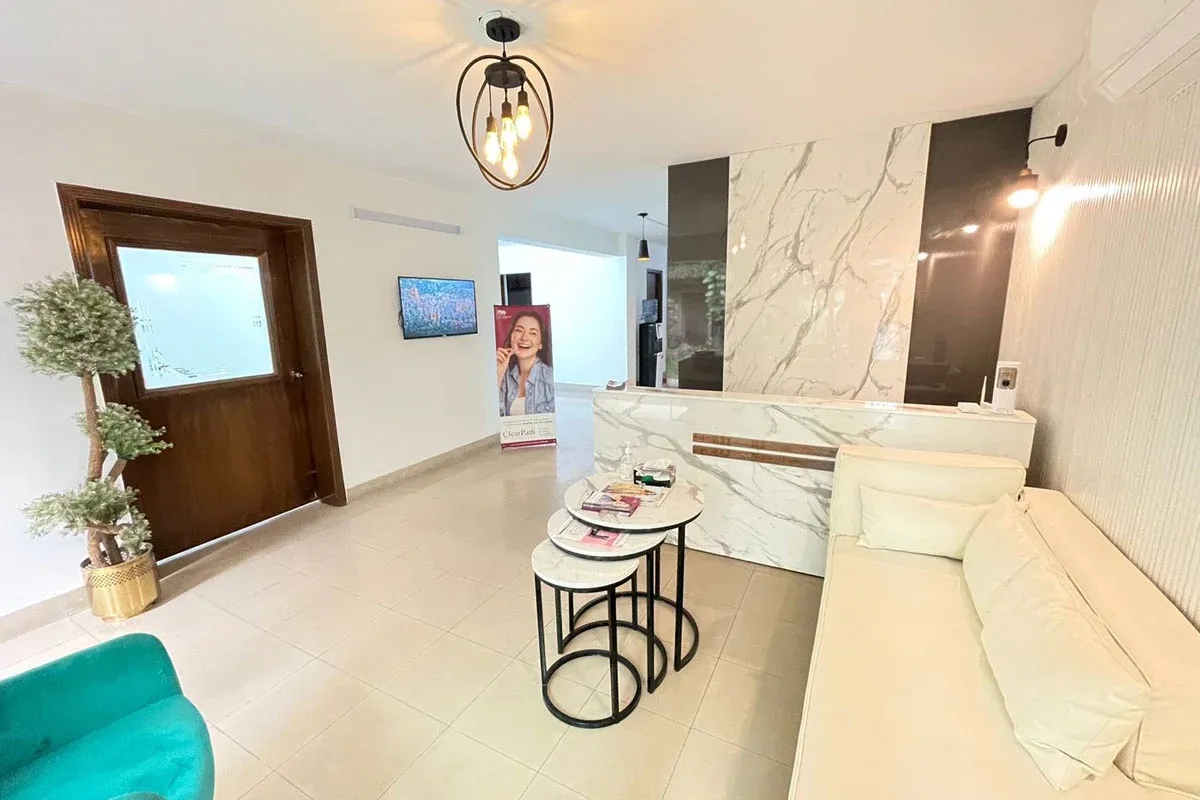 Patient lounge beside reception