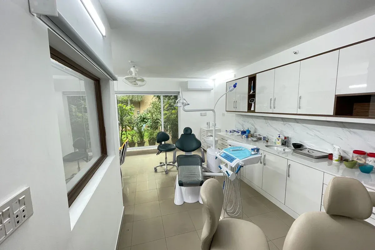 Treatment room with a modern dental chair